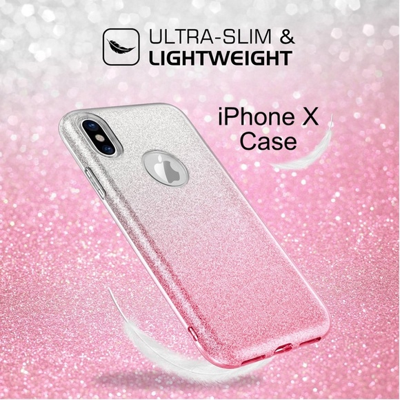 Accessories - iPhone X Case - 2 Tone Sparkle Pink & Silver